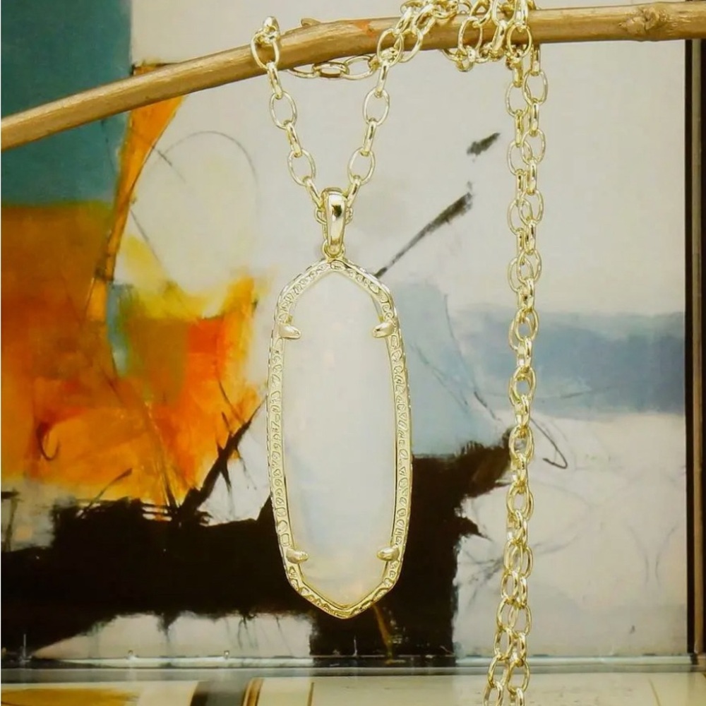 Kendra Scott Layla Long Pendant Necklace, Gold Opalite Illusion - Picture 3 of 6